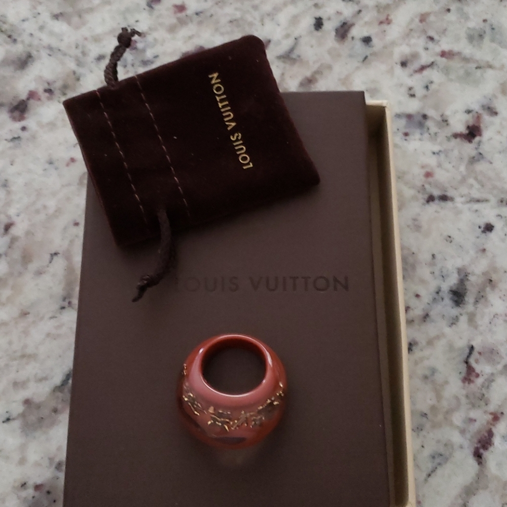 Louis Vuitton rust gold resin logo ring sz 7 (price is firm)